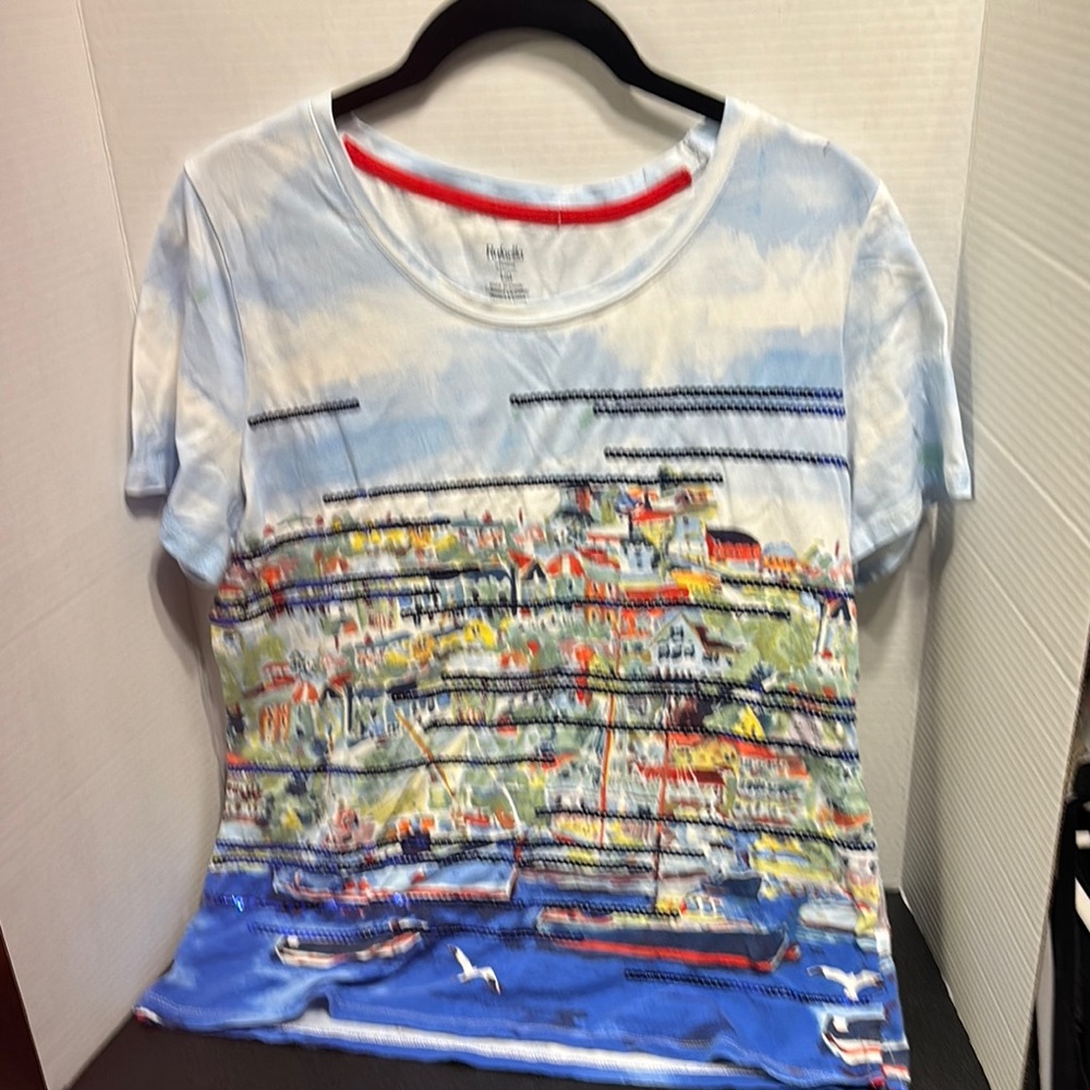 Rafaella Colorful Scenic Print Women's Top size large